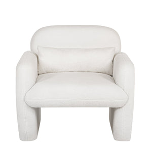 English Elm Stylish Teddy Fleece Single Sofa Chair with Arms and Pillow, Cozy Accent Armchair for Living Room Beige 30 L x 24.75 W x 24 H W1716P196469