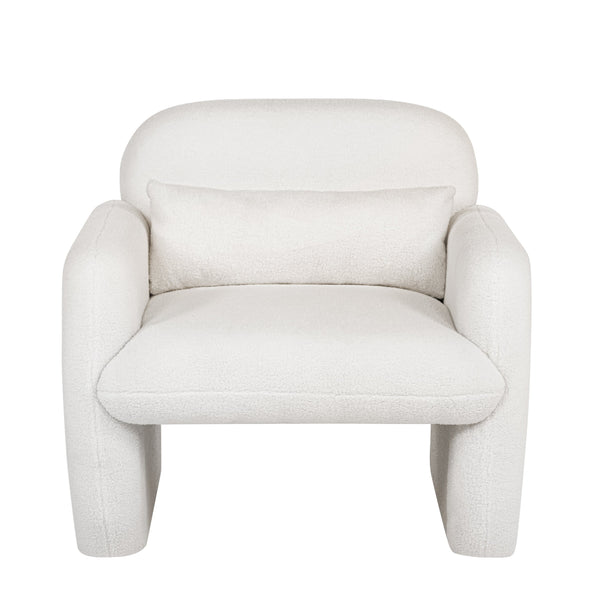 English Elm Stylish Teddy Fleece Single Sofa Chair with Arms and Pillow, Cozy Accent Armchair for Living Room Beige 30 L x 24.75 W x 24 H W1716P196469