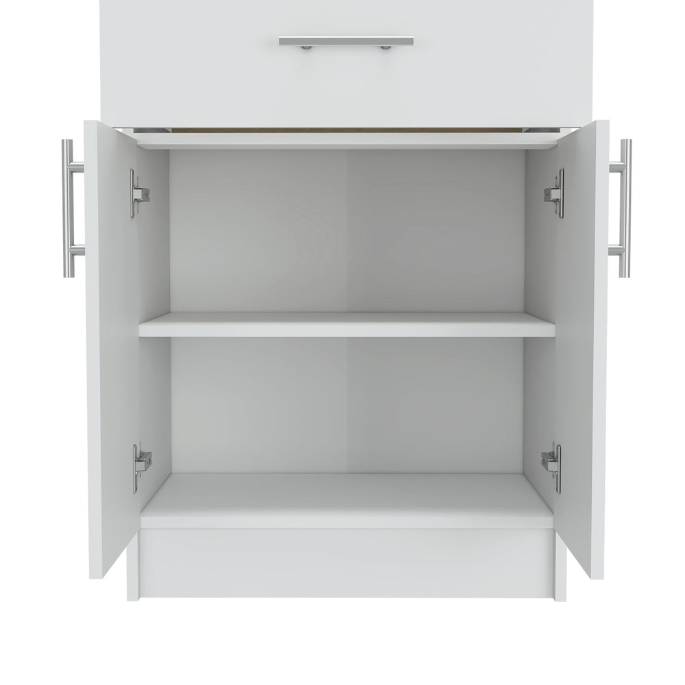 English Elm Oxford Melamine Pantry Cabinet with Drawer and Double Doors, Compact 23.6"W x 33.5"H Storage Solution B128P148780