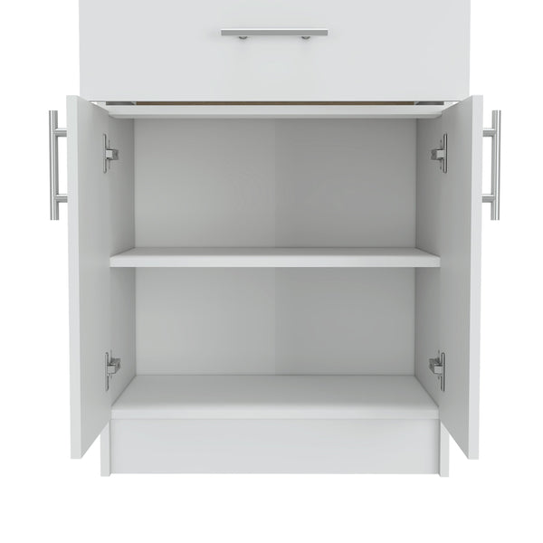 English Elm Oxford Melamine Pantry Cabinet with Drawer and Double Doors, Compact 23.6"W x 33.5"H Storage Solution B128P148780
