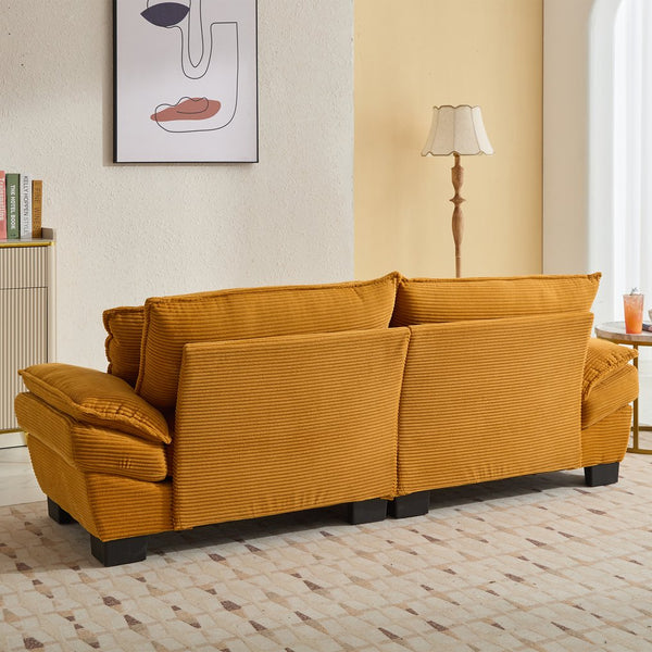 English Elm Corduroy Stylish Sleeper Sofa Loveseat with Dual-Layer Cushions & Two Support Pillows, Sturdy Frame Yellow W676P184141