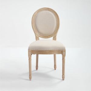 English Elm French Country Dining Chairs Set Of 2 - Elegant Upholstered Round Back Design For Versatile Use W3426P324272