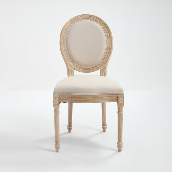 English Elm French Country Dining Chairs Set Of 2 - Elegant Upholstered Round Back Design For Versatile Use W3426P324272