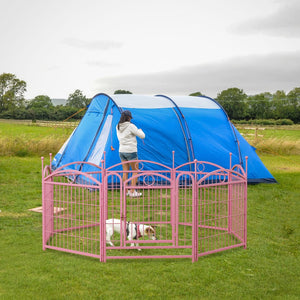 English Elm Dog Playpen 8 Panel Heavy Duty Iron Pet Enclosure Foldable Indoor Outdoor Exercise Pen Pink W368P233998