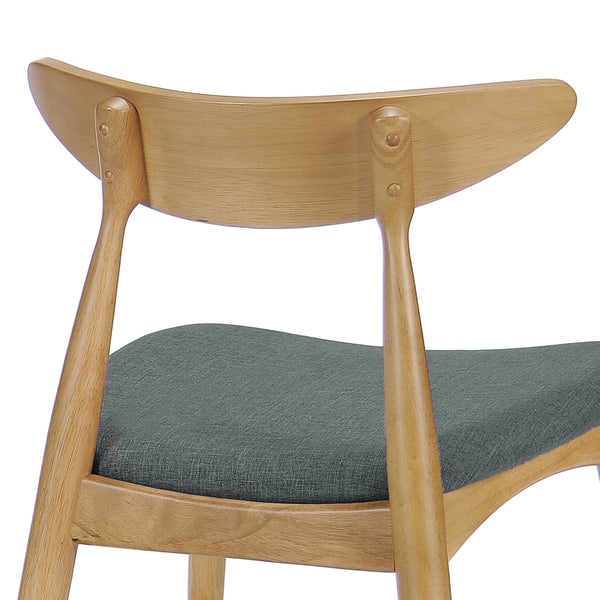 English Elm 5-piece Mid-century Rubberwood Dining Set with Upholstered Chairs for Kitchen or Room Natural+Grey,White Oak N759S003002L
