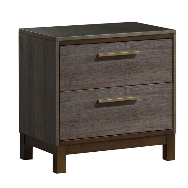 English Elm Manvel Solid Wood Nightstand Two Drawer Antique Gray Finish for Modern Bedrooms B056P417103
