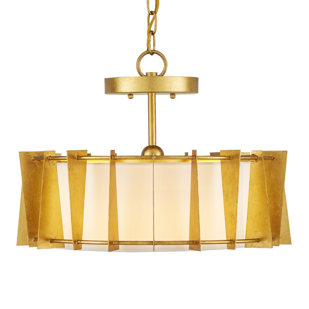 Berwick Gold Semi-Flush Mount Light Fixture - Contemporary Wrought Iron, Adjustable LED Design, 17.75"