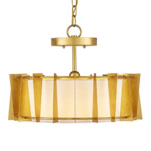 Berwick Gold Semi-Flush Mount Light Fixture - Contemporary Wrought Iron, Adjustable LED Design, 17.75"