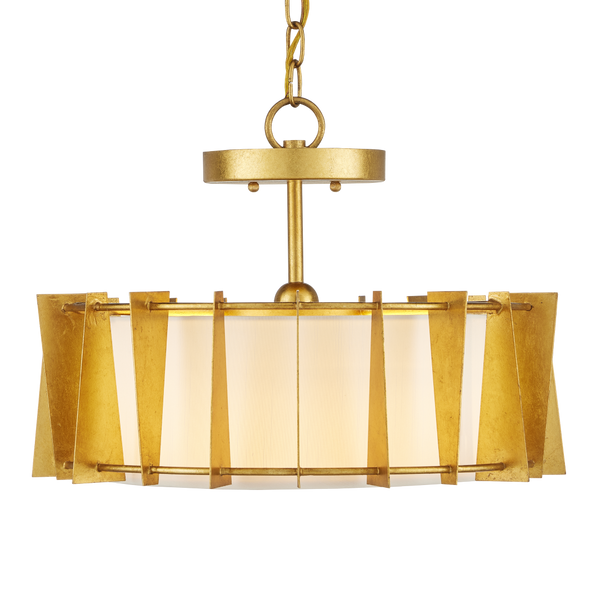 Berwick Gold Semi-Flush Mount Light Fixture - Contemporary Wrought Iron, Adjustable LED Design, 17.75"