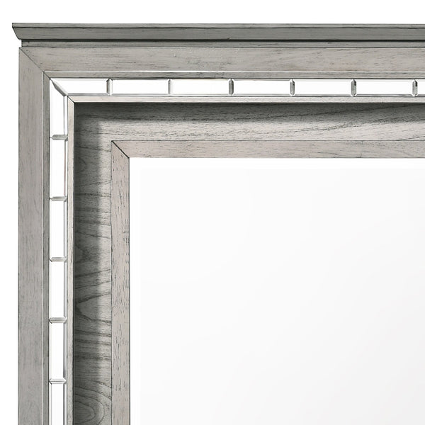 English Elm Antares Light Gray Oak Mirror with Touch LED Lighting, 24"x33" Beveled Edge Modern Wall Accent B2726P257362