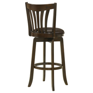 English Elm Decker Dark Cherry Swivel Bar Stool with Faux Leather Seat, 360° Rotation, Elegant Slat Back Finish B062P299929