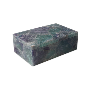 Fluorite Decorative Box - Iridescent Stone Storage with Unique Color Variations for Modern Spaces