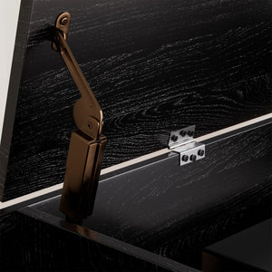 English Elm Record Player Stand with Flip-Down Lid, Built-In Power & USB, Dust-Protecting Turntable Console for 300+ Vinyls Black W2735P332345