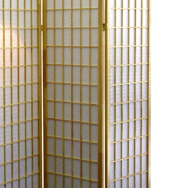 English Elm 70" Tall 3-Panel Room Divider Screen - Elegant Japanese Style With Natural Wood Finish & Light Diffusion B072115958