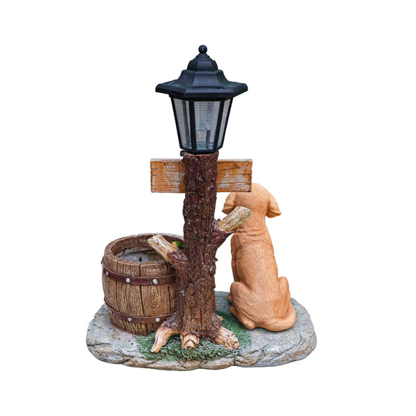 English Elm Labrador Solar Garden Statue with Led Glow and Built-in Succulent Planter Basin W5398P464237