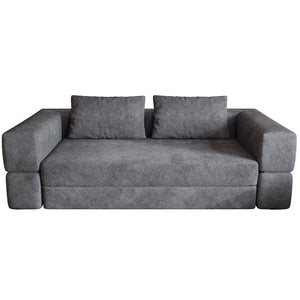 English Elm Sofa Convertible Memory Foam Sleeper Couch with Rectangle Pillow & Removable Cushions, Modern Chenille Lounge for Bedroom Grey W3670P355586