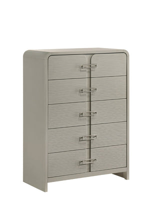 English Elm Aria Queen Bedroom Set with Illuminated Mirror Gloss Finish and Storage Drawers B009S01903