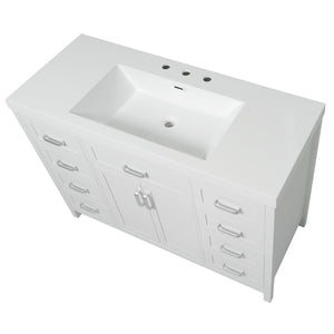 English Elm Christopher Knight Home® - 48" Bathroom Vanity with Sink Combo | 2 Doors 8 Soft-Close Drawers, Resin Top, Pine Legs White N759S337621K