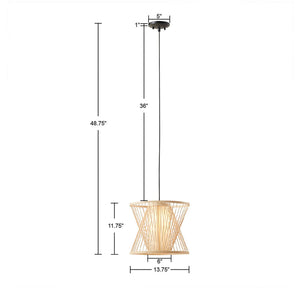 JLA Home INK+IVY - Geometric Aria Bamboo Pendant Light — Sculptural Rattan Shade, Warm Diffused Glow for Modern Coastal & Boho Decor II151-0136