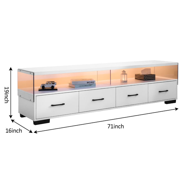 English Elm 4-drawer Entertainment Center with Acrylic Panel Doors for Modern Living Room Tv Storage White W2178S00001