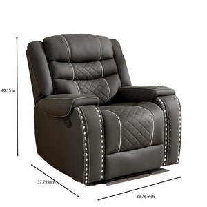 English Elm Recliner Sofa Set Microfiber Manual Club Chair with Brass Nail Head Trim Living Room W3900S00020