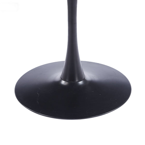 English Elm 42.1" Round Marble Look Pedestal Dining Table Mid Century Modern Seats Six Black W234P453954