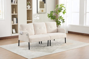 English Elm United We Win Corduroy Loveseat Plush Ergonomic Sofa with Spring Support Metal Legs Beige W1568P410043