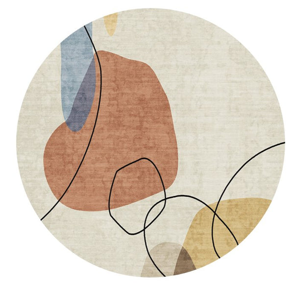 English Elm RABBIT Washable Non-Slip Round Rug 41" Ivory Multi – Durable Polyester, Kid & Pet Friendly, Foldable B186P261391