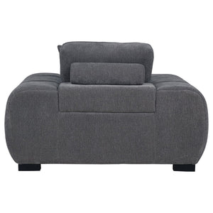 English Elm Plather Channel Tufted Accent Chair Wide Waterfall Arms Foam Seat Living Room Charcoal Grey B062P447953