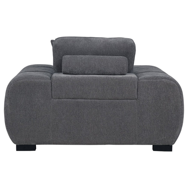 English Elm Plather Channel Tufted Accent Chair Wide Waterfall Arms Foam Seat Living Room Charcoal Grey B062P447953
