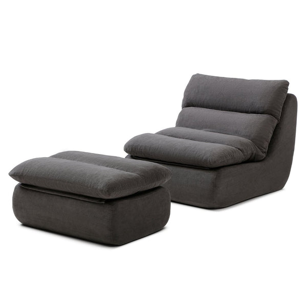 English Elm 32" Tufted Foam Chaise Lounge with Matching Ottoman for Adults Bedroom Living Room Grey W1117P436336