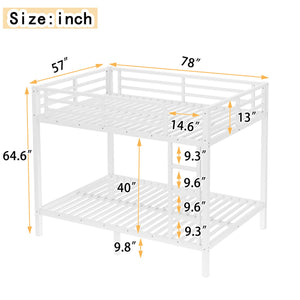 English Elm Metal Full over Full Bunk Bed Sturdy Steel Frame for Teens & Adults, Space-Saving, Noise-Reduced Design W1580P329015