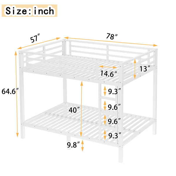 English Elm Metal Full over Full Bunk Bed Sturdy Steel Frame for Teens & Adults, Space-Saving, Noise-Reduced Design W1580P329015