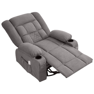 English Elm Kneading Massage Rocker Recliner with 4‑Point 3D Kneading, Heat, USB Port, Cup Holders & Swivel Comfort Grey W1521P390945