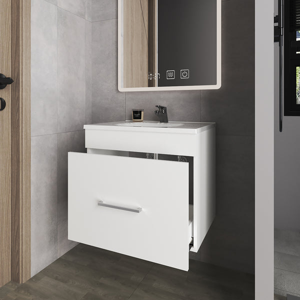 English Elm Colville Floating Wall Mount Vanity Cabinet Matte Finish Modern Bathroom Storage White B092P439917