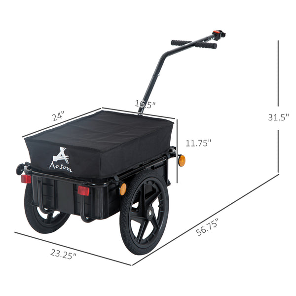 English Elm Aosom Bike Cargo Trailer with Waterproof Oxford Cover and 16 Inch Rubber Wheels W2225P217048