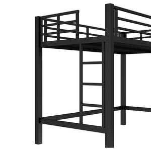 English Elm Twin Metal Loft Bed with Sturdy Frame, Space-Saving Underbed Storage, Safe Ladder & Guardrails W1580P370676
