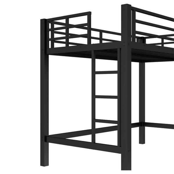 English Elm Twin Metal Loft Bed with Sturdy Frame, Space-Saving Underbed Storage, Safe Ladder & Guardrails W1580P370676