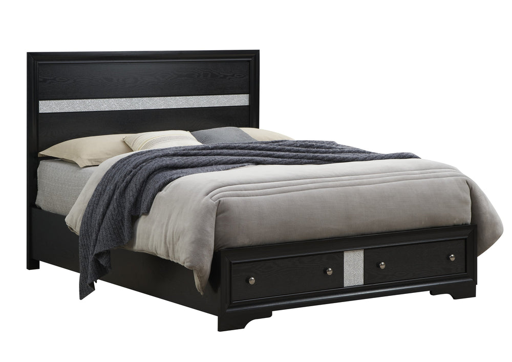 English Elm Madrid King Bed In Sleek Black Laminate With Storage Drawers, Modern Design & Easy Assembly B078S00620