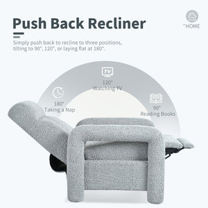 English Elm Christopher Knight Home® - 31.25" Push Back Recliner Plush Teddy Fleece Upholstered Armchair with Foam & Pocket Springs Comfort 90–120–150° Adjustments LIGHT GREY N763P212864R