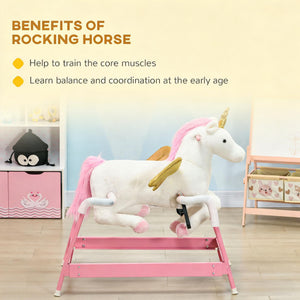 English Elm Soft Plush Unicorn Spring Horse Ride on Toy with Sound for Kids Ages 3 and Up T3971P442616