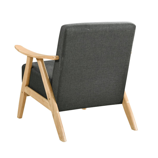 English Elm Modern Velvet Accent Chair with Dark Walnut Angular Frame, Streamlined Mid-Century Comfort Design Dark Gray,Natural 35.5 L x 25.5 W x 20 H B011P271956