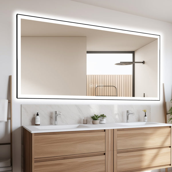 English Elm 88x38 Frameless LED Bathroom Mirror Smart Vanity with Dimmable 3000-6000K, Anti-Fog, UL Safety T3757P347006