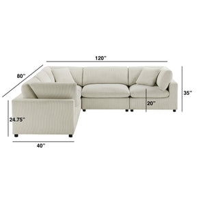 English Elm Chelsea Modular 5-Piece Sectional Sofa - Plush, Washable Covers, Family-Friendly Comfort & Style B050S00013