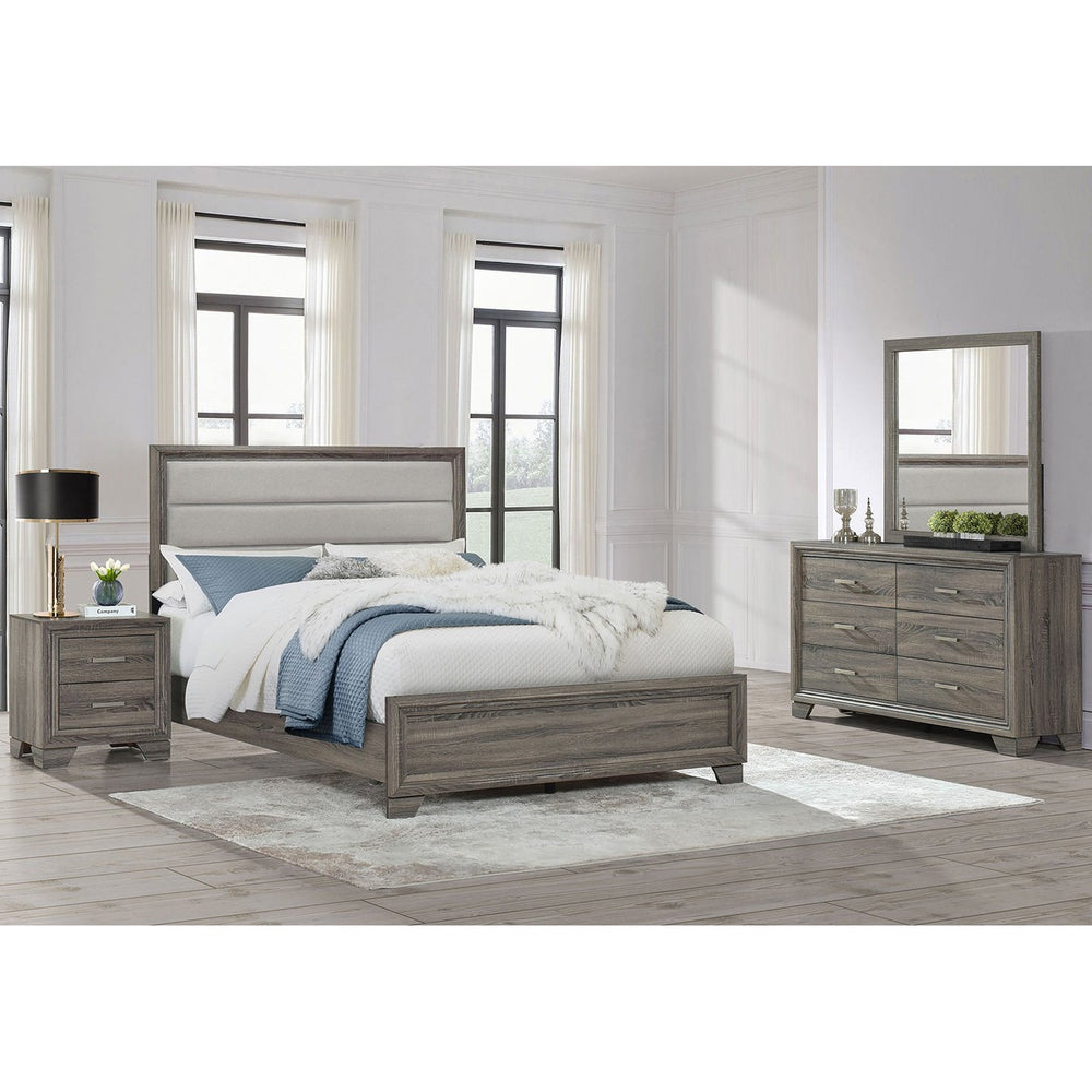 English Elm Mckee Queen Bedroom Set White Panel Bed Dresser Nightstand Mirror Four Piece Suite B062S01774