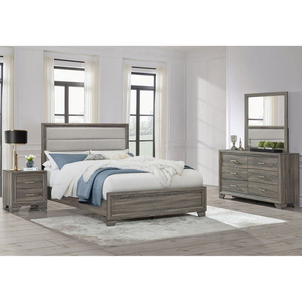 English Elm Mckee Queen Bedroom Set White Panel Bed Dresser Nightstand Mirror Four Piece Suite B062S01774