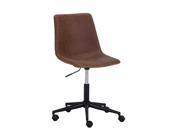 Sunpan Cal Office Chair - Stylish Mid-Century Design with Adjustable Height and Smooth Mobility for Comfort Antique Brown