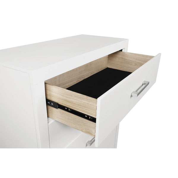 English Elm Polk Five Drawer Chest with Felt Lined Storage and Bracket Feet in Cappuccino Finish B062P447710