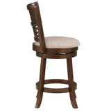 English Elm Jaysen Brown and Beige Counter Stool With Flared Legs