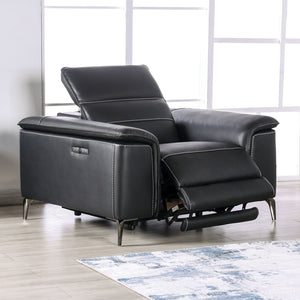 English Elm Contemporary Sandbach Manual Glider Recliner with Padded Track Arms, Smooth Motion, Soft Neutral Fabric Upholstery Black 48 L x 43 W x 29 H B2741P387650